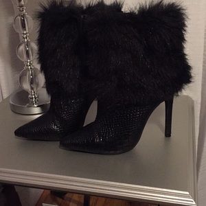 Gorgeous black faux snakeskin boots